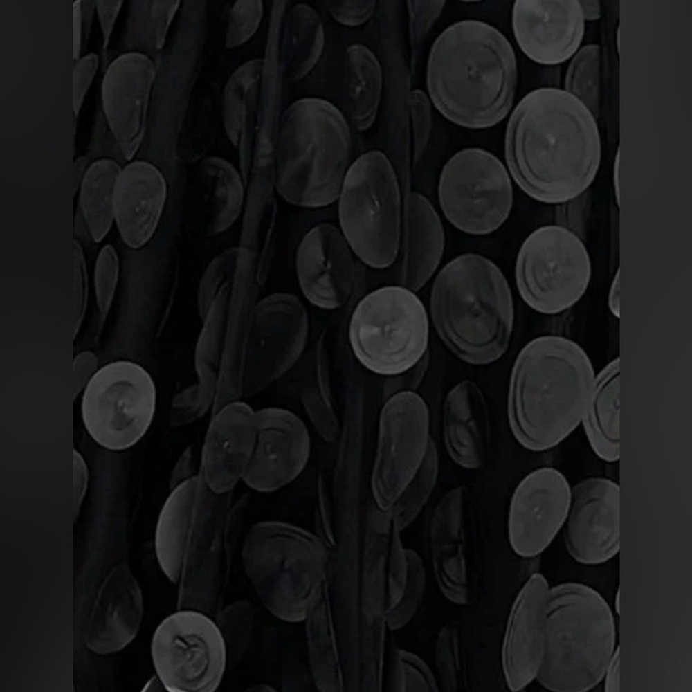 Elegant Polka Dot Tull Mesh Black 3D Patchwork A-Line Midi Skirt - Picture 3 of 8